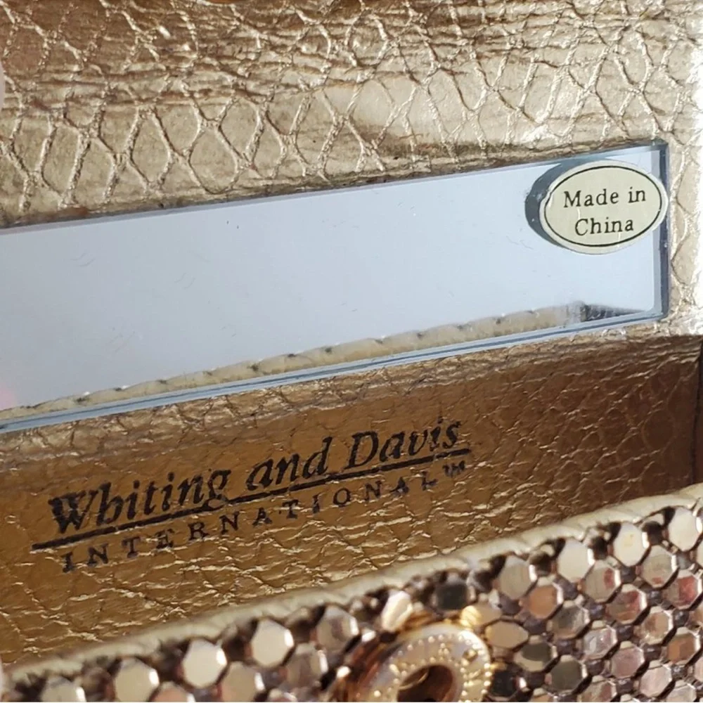 Whiting & Davis Gold Mesh compact mirror and lipstick case
